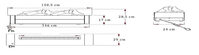 3D Su Buharlı Elektrikli Şömine 150